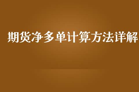 期货净多单计算方法详解_https://wap.gongyisiwang.com_金融科技_第1张