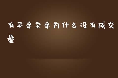 有买单卖单为什么没有成交量_https://wap.gongyisiwang.com_理财规划_第1张