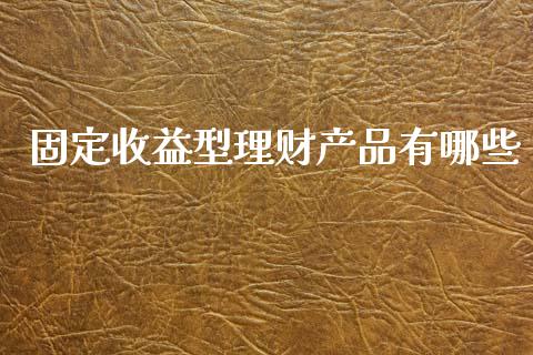 固定收益型理财产品有哪些_https://wap.gongyisiwang.com_大盘分析_第1张