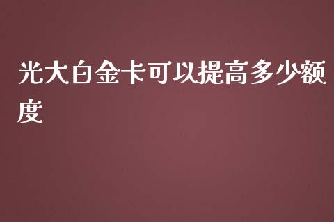 光大白金卡可以提高多少额度_https://wap.gongyisiwang.com_个股行情_第1张