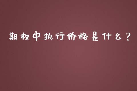 期权中执行价格是什么？_https://wap.gongyisiwang.com_股市新闻_第1张