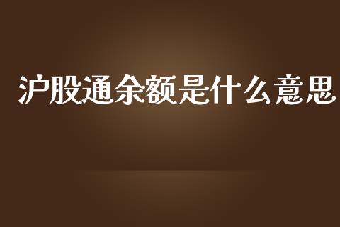 沪股通余额是什么意思_https://wap.gongyisiwang.com_保险理财_第1张