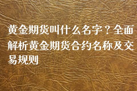 黄金期货叫什么名字？全面解析黄金期货合约名称及交易规则_https://wap.gongyisiwang.com_概念板块_第1张