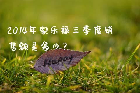 2014年家乐福三季度销售额是多少？_https://wap.gongyisiwang.com_个股行情_第1张