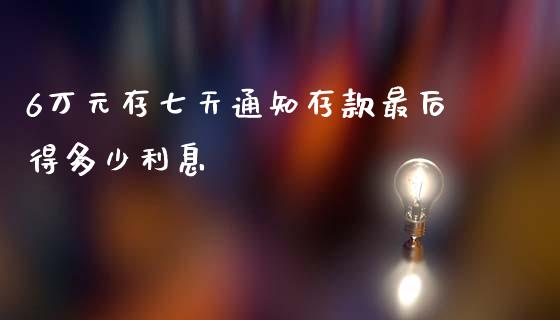 6万元存七天通知存款最后得多少利息_https://wap.gongyisiwang.com_保险理财_第1张