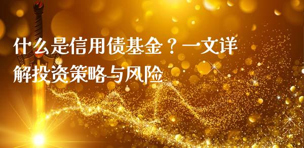 什么是信用债基金？一文详解投资策略与风险_https://wap.gongyisiwang.com_大盘分析_第1张