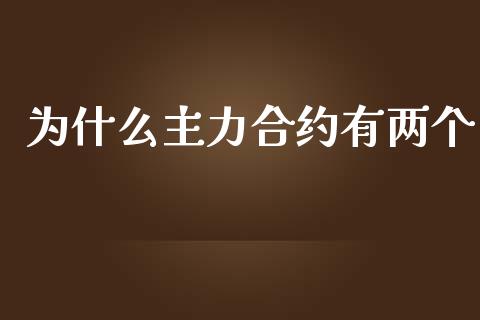 为什么主力合约有两个_https://wap.gongyisiwang.com_个股行情_第1张