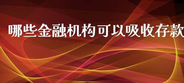 哪些金融机构可以吸收存款_https://wap.gongyisiwang.com_理财规划_第1张