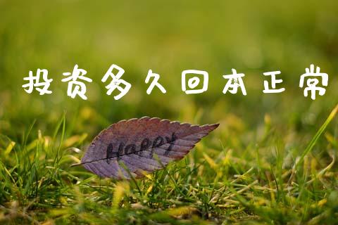 投资多久回本正常_https://wap.gongyisiwang.com_金融科技_第1张