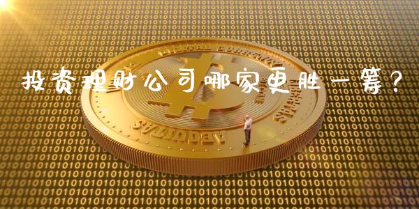 投资理财公司哪家更胜一筹？_https://wap.gongyisiwang.com_美原油直播_第1张