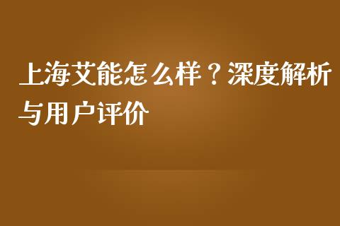 上海艾能怎么样？深度解析与用户评价_https://wap.gongyisiwang.com_概念板块_第1张
