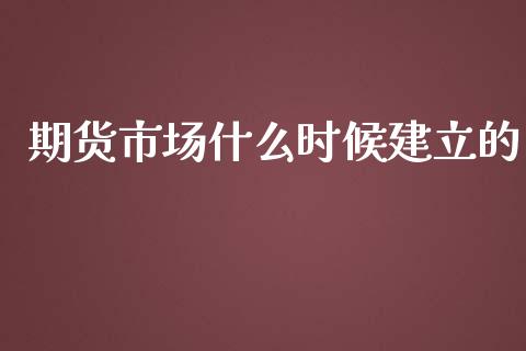 期货市场什么时候建立的_https://wap.gongyisiwang.com_理财规划_第1张