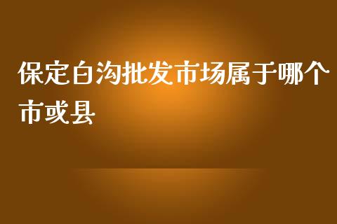 保定白沟批发市场属于哪个市或县_https://wap.gongyisiwang.com_金融科技_第1张