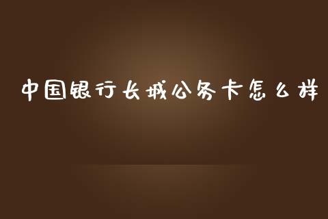 中国银行长城公务卡怎么样_https://wap.gongyisiwang.com_大盘分析_第1张