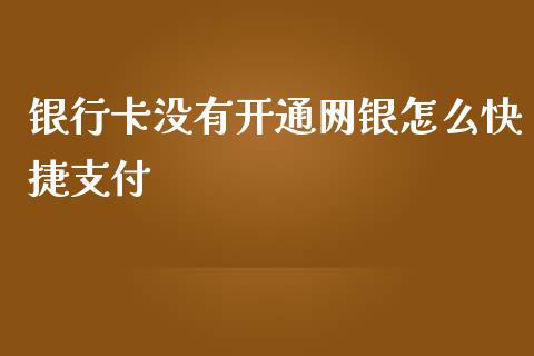 银行卡没有开通网银怎么快捷支付_https://wap.gongyisiwang.com_金融科技_第1张