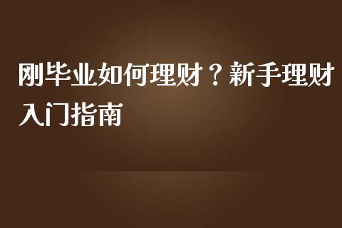 刚毕业如何理财？新手理财入门指南_https://wap.gongyisiwang.com_保险理财_第1张