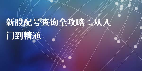 新股配号查询全攻略：从入门到精通_https://wap.gongyisiwang.com_股市新闻_第1张