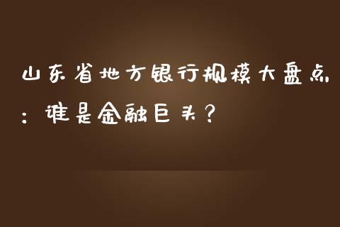 山东省地方银行规模大盘点：谁是金融巨头？_https://wap.gongyisiwang.com_保险理财_第1张
