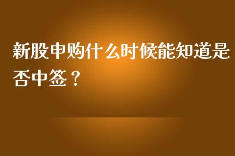 新股申购什么时候能知道是否中签？_https://wap.gongyisiwang.com_理财规划_第1张