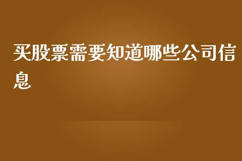 买股票需要知道哪些公司信息_https://wap.gongyisiwang.com_保险理财_第1张