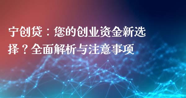 宁创贷：您的创业资金新选择？全面解析与注意事项_https://wap.gongyisiwang.com_大盘分析_第1张