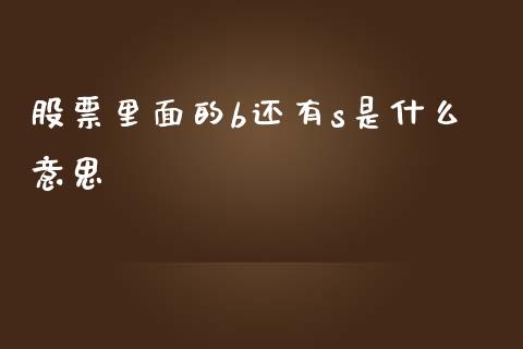 股票里面的b还有s是什么意思_https://wap.gongyisiwang.com_美原油直播_第1张