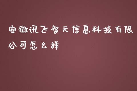 安徽讯飞智元信息科技有限公司怎么样_https://wap.gongyisiwang.com_股市新闻_第1张