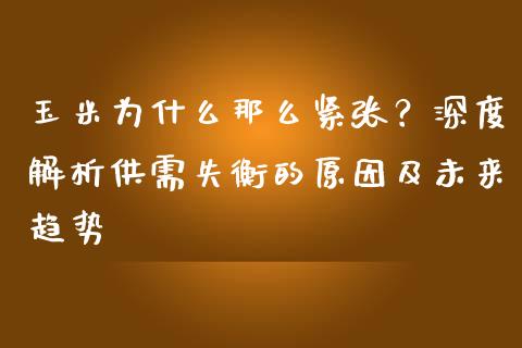 玉米为什么那么紧张？深度解析供需失衡的原因及未来趋势_https://wap.gongyisiwang.com_概念板块_第1张