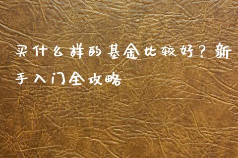 买什么样的基金比较好？新手入门全攻略_https://wap.gongyisiwang.com_概念板块_第1张