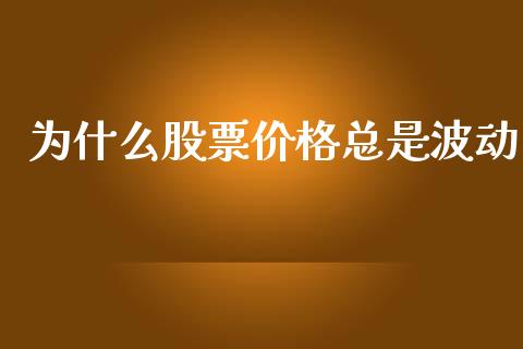 为什么股票价格总是波动_https://wap.gongyisiwang.com_理财规划_第1张