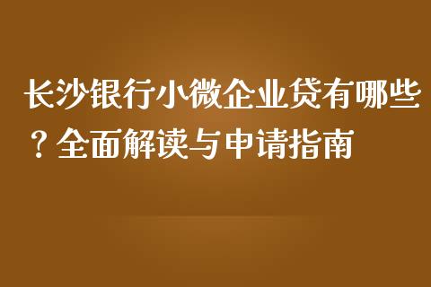 长沙银行小微企业贷有哪些？全面解读与申请指南_https://wap.gongyisiwang.com_保险理财_第1张